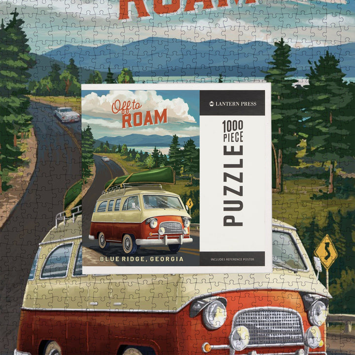 Blue Ridge, Georgia, Camper Van and Lake, Off to Roam, Jigsaw Puzzle Puzzle Lantern Press 