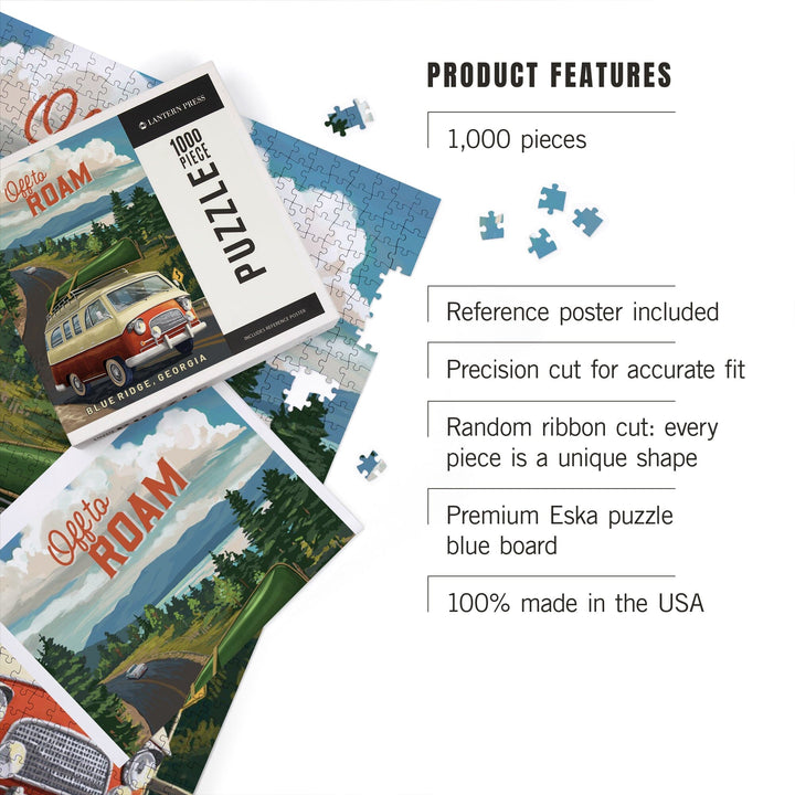 Blue Ridge, Georgia, Camper Van and Lake, Off to Roam, Jigsaw Puzzle Puzzle Lantern Press 