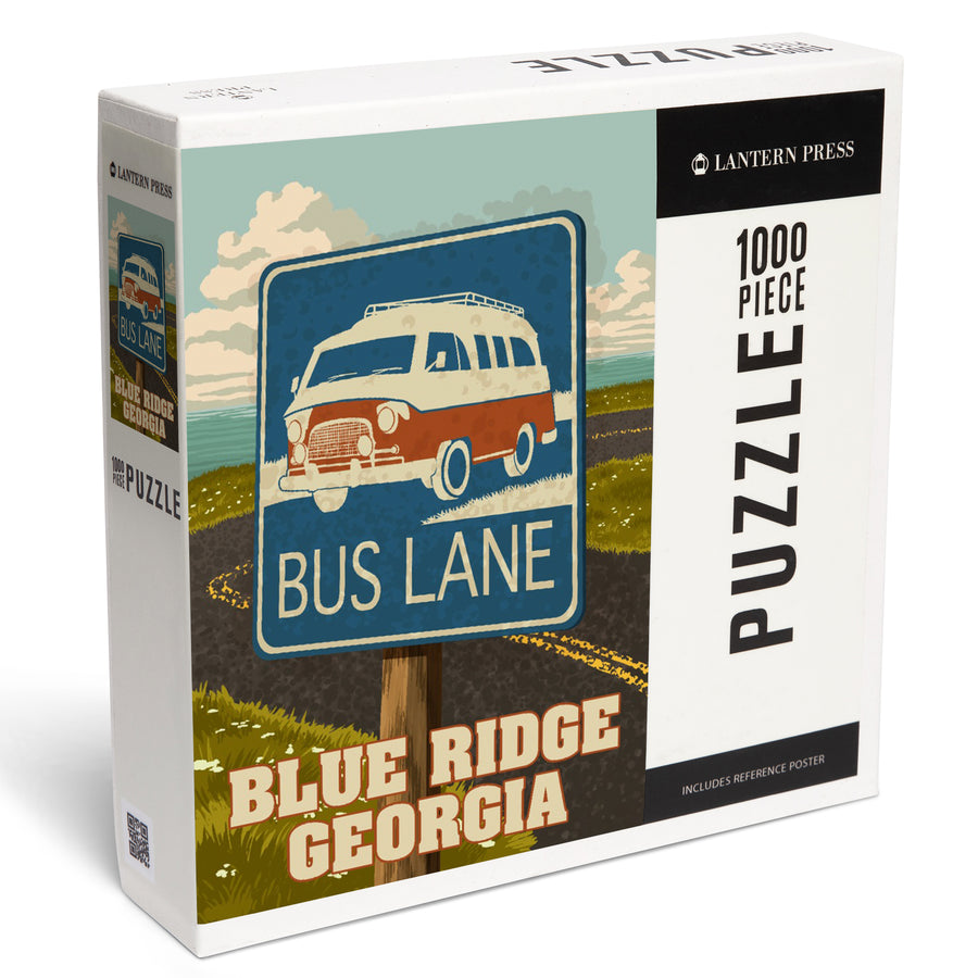 Blue Ridge, Georgia, Camper Van, Bus Lane Sign, Jigsaw Puzzle Puzzle Lantern Press 