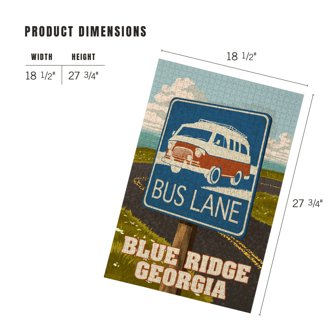 Blue Ridge, Georgia, Camper Van, Bus Lane Sign, Jigsaw Puzzle Puzzle Lantern Press 