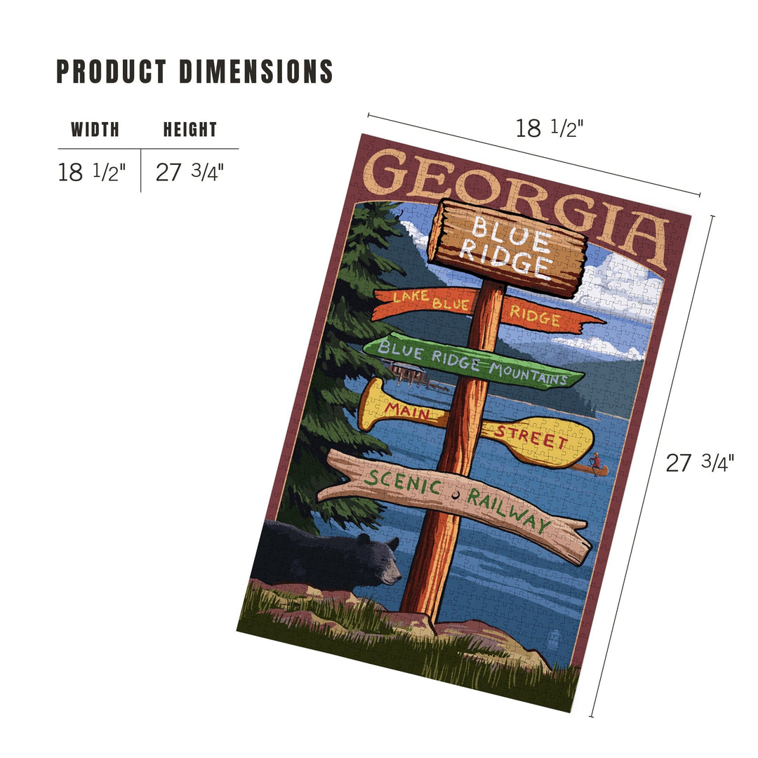 Blue Ridge, Georgia, Destination Signpost, Jigsaw Puzzle Puzzle Lantern Press 