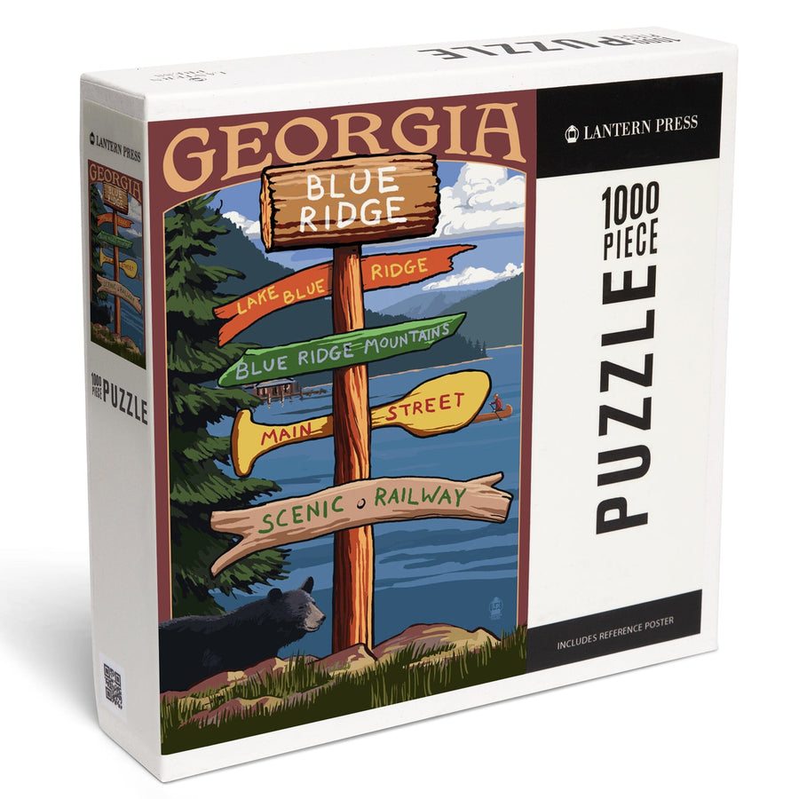 Blue Ridge, Georgia, Destination Signpost, Jigsaw Puzzle Puzzle Lantern Press 