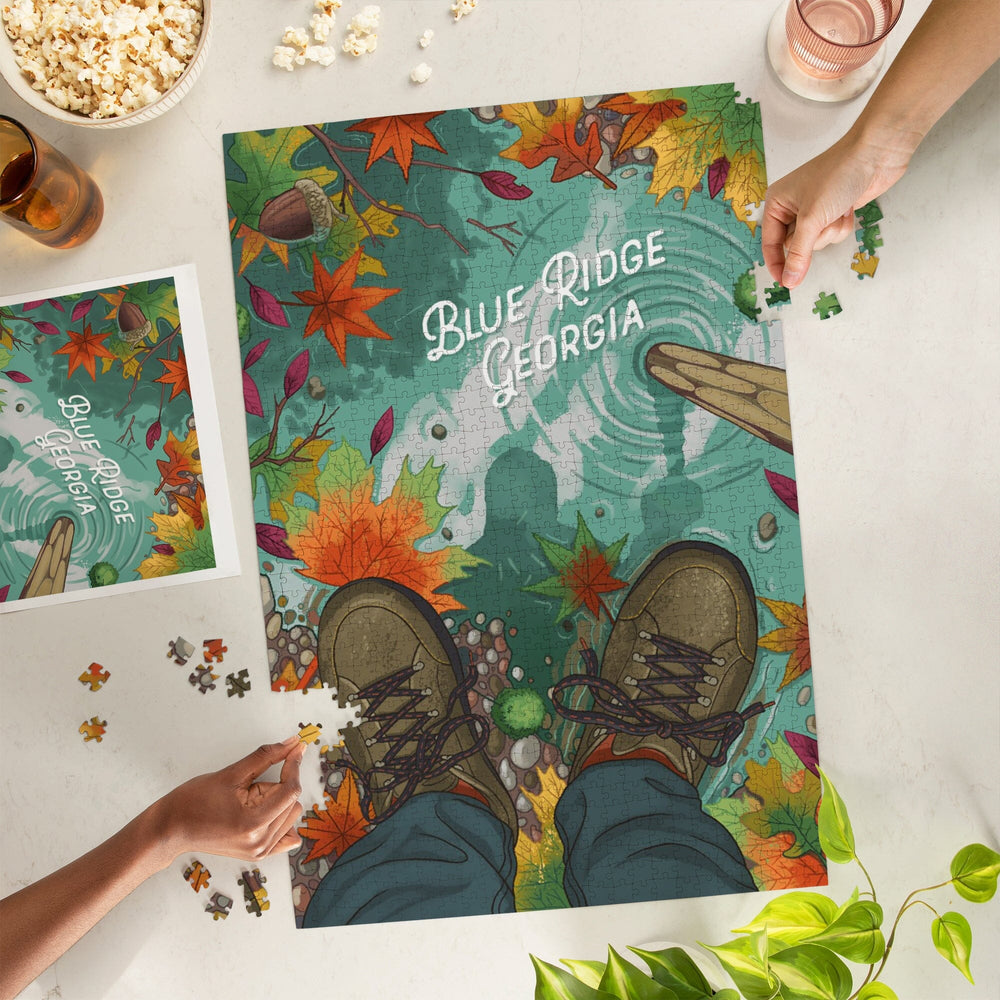 Blue Ridge, Georgia, Embrace the Elements, Hiking, Fall Colors, Jigsaw Puzzle Puzzle Lantern Press 