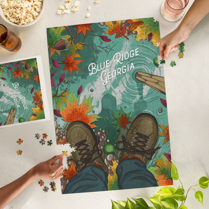 Blue Ridge, Georgia, Embrace the Elements, Hiking, Fall Colors, Jigsaw Puzzle Puzzle Lantern Press 