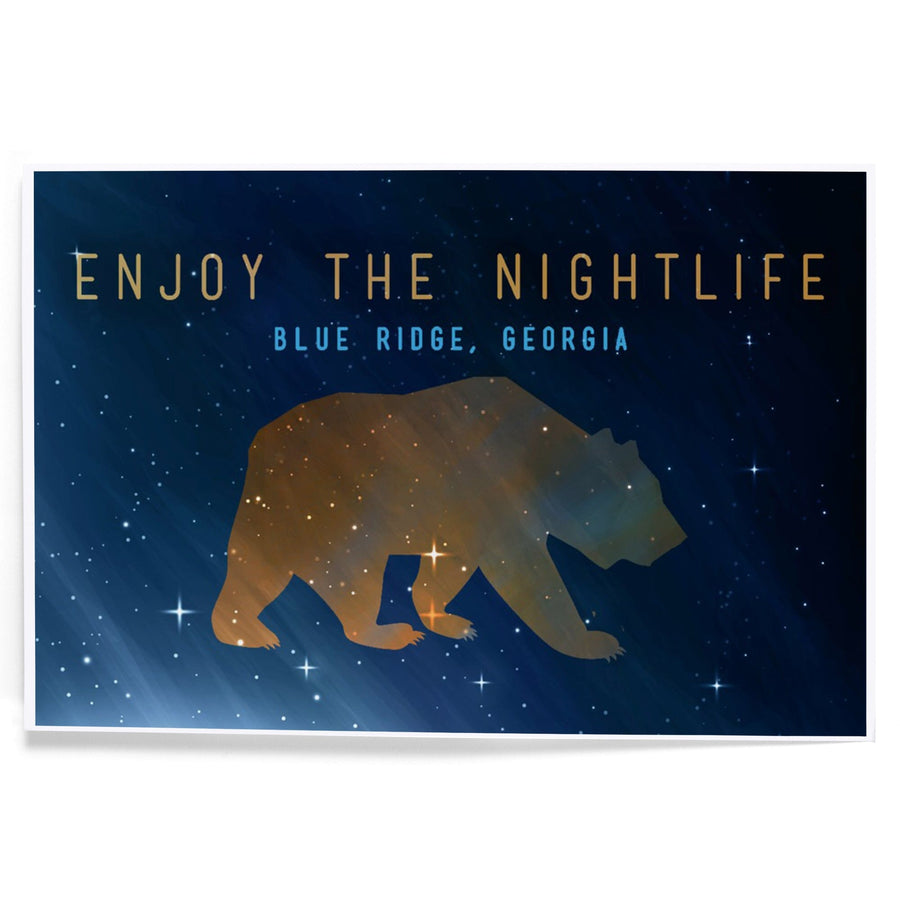 Blue Ridge, Georgia, Enjoy the Night Life, Bear and Night Sky, Art & Giclee Prints Art Lantern Press 