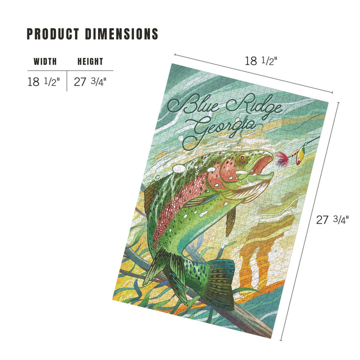 Blue Ridge, Georgia, Fishing, Underwater Trout, Jigsaw Puzzle Puzzle Lantern Press 