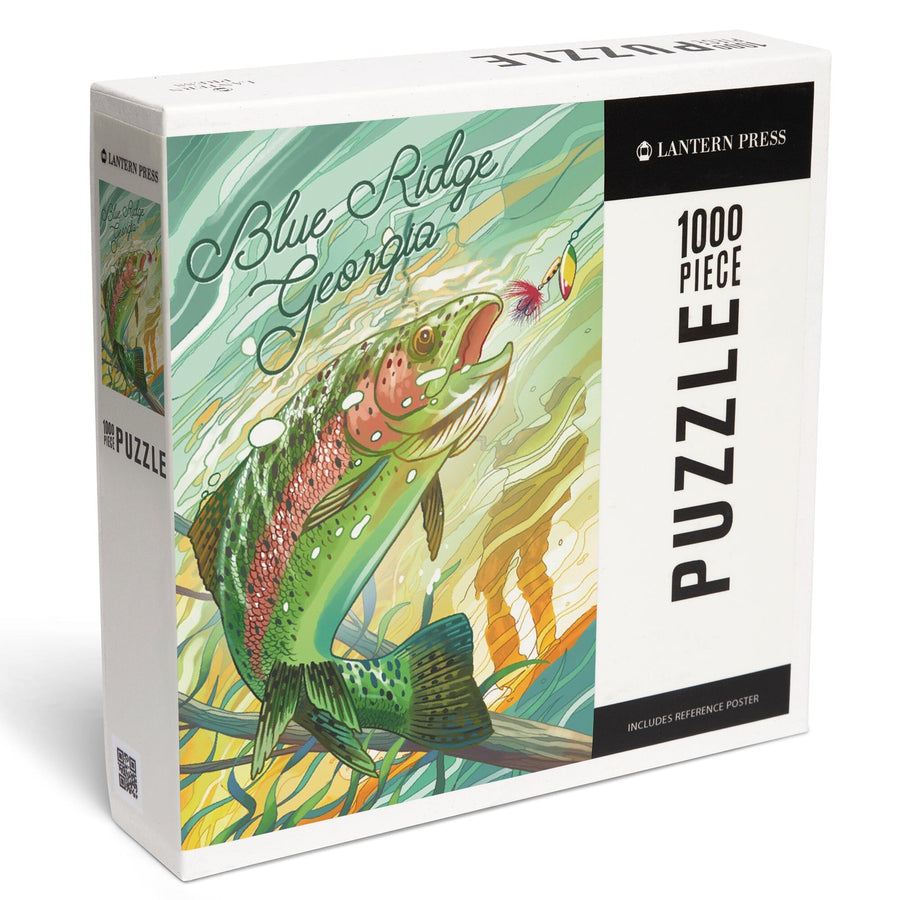 Blue Ridge, Georgia, Fishing, Underwater Trout, Jigsaw Puzzle Puzzle Lantern Press 