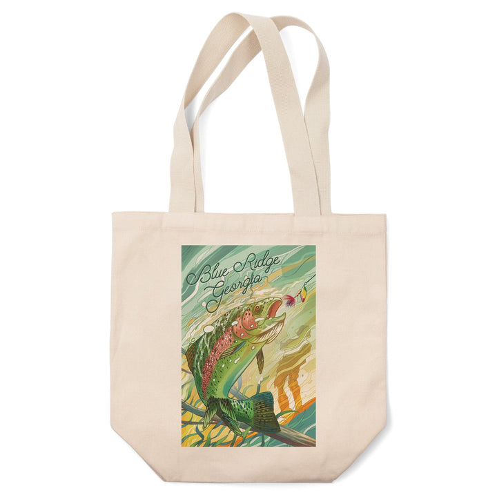 Blue Ridge, Georgia, Fishing, Underwater Trout, Tote Bag Totes Lantern Press 