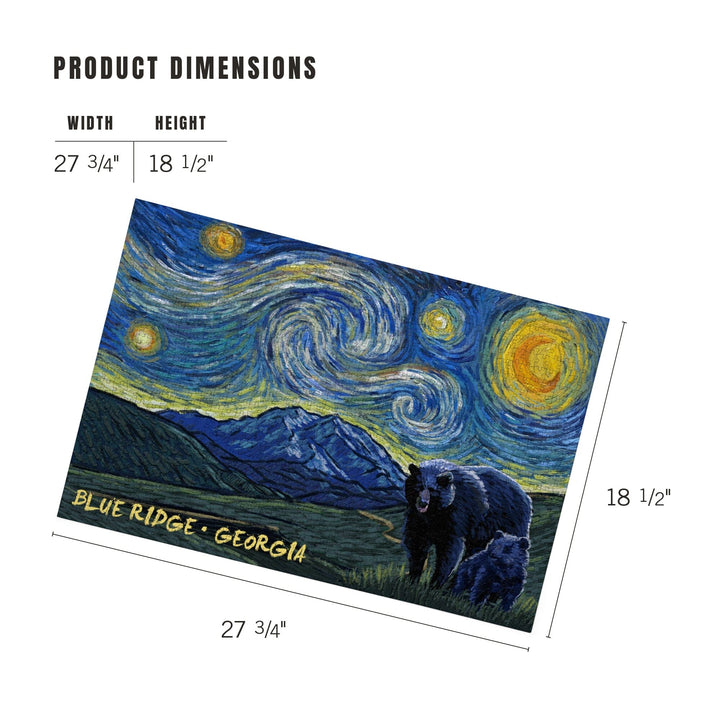 Blue Ridge, Georgia, Grizzly Bear and Cub, Starry Night, Jigsaw Puzzle Puzzle Lantern Press 