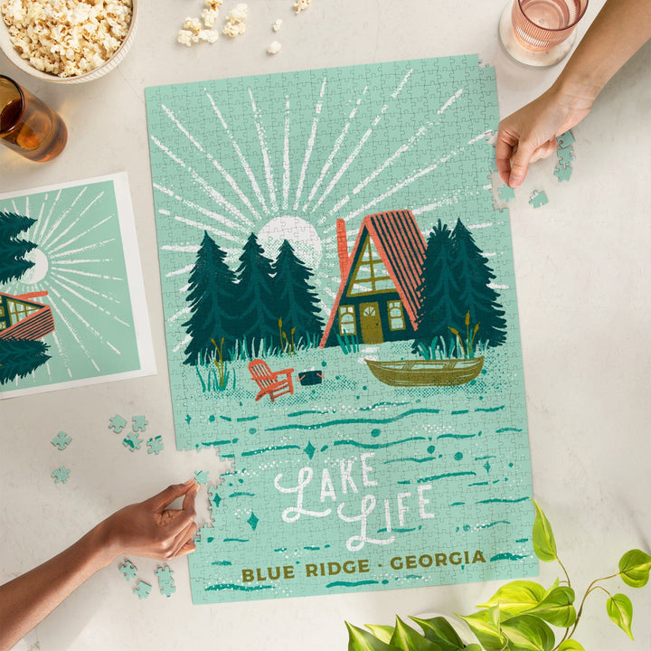 Blue Ridge, Georgia, Lake Life Series, Cabin, Jigsaw Puzzle Puzzle Lantern Press 