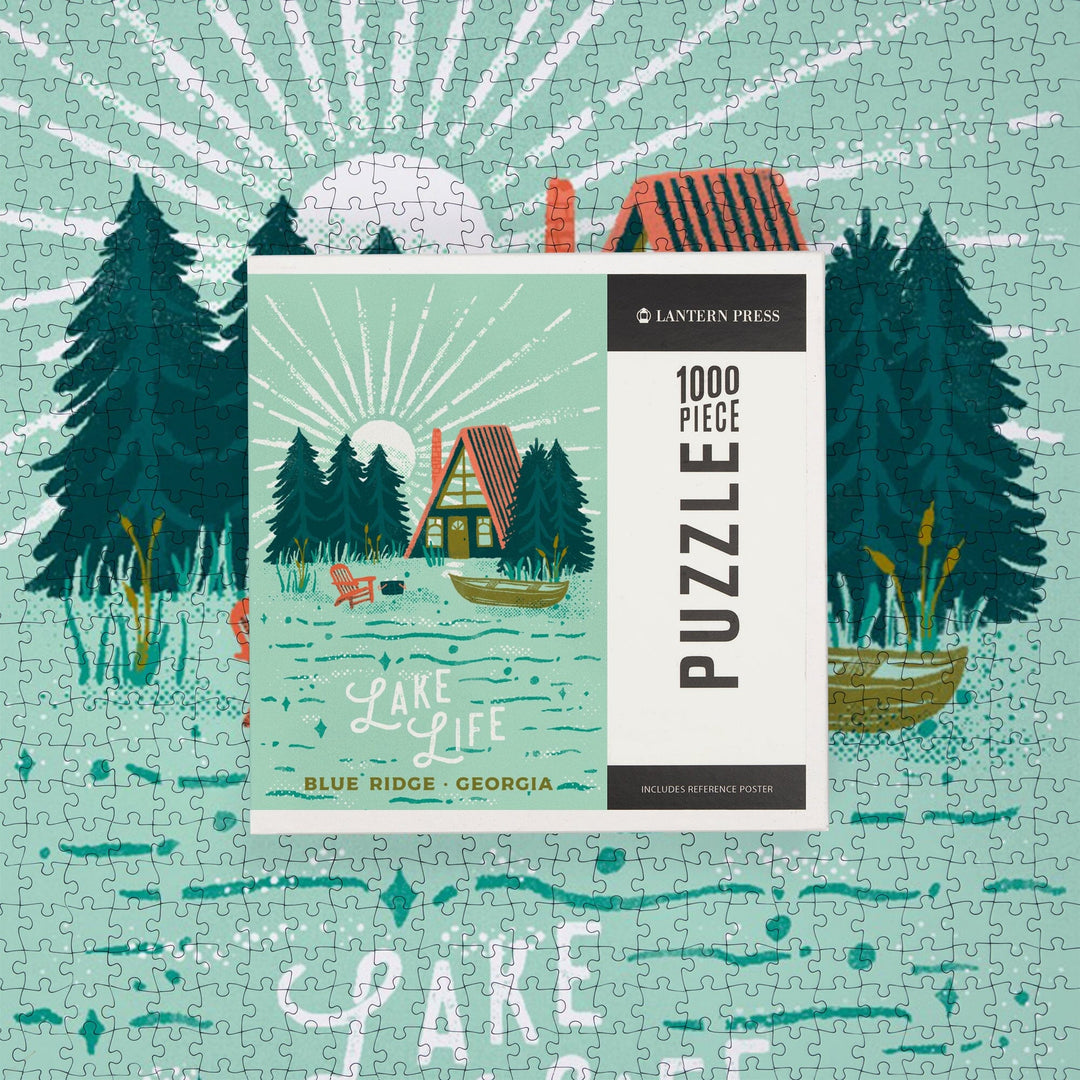 Blue Ridge, Georgia, Lake Life Series, Cabin, Jigsaw Puzzle Puzzle Lantern Press 