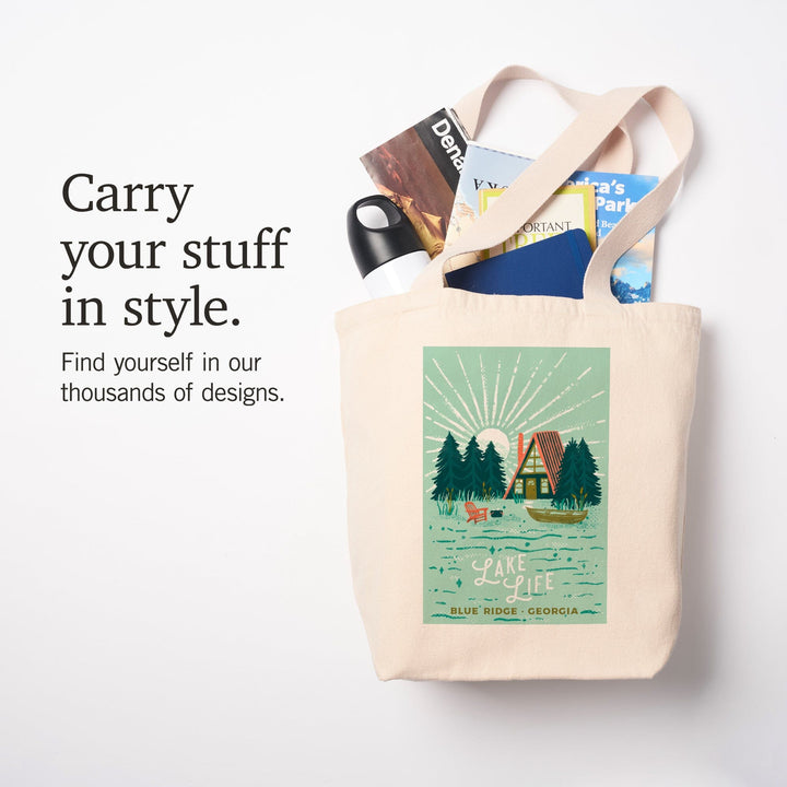 Blue Ridge, Georgia, Lake Life Series, Cabin, Tote Bag Totes Lantern Press 