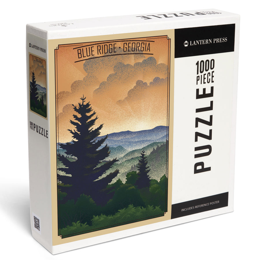 Blue Ridge, Georgia, Lithograph, Jigsaw Puzzle Puzzle Lantern Press 