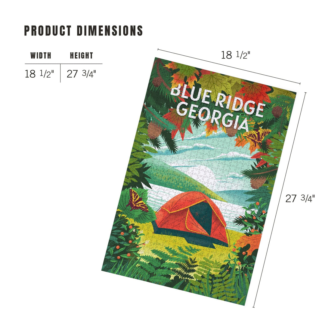 Blue Ridge, Georgia, Peak That View, Tent Camping, Jigsaw Puzzle Puzzle Lantern Press 