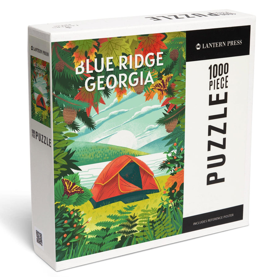 Blue Ridge, Georgia, Peak That View, Tent Camping, Jigsaw Puzzle Puzzle Lantern Press 
