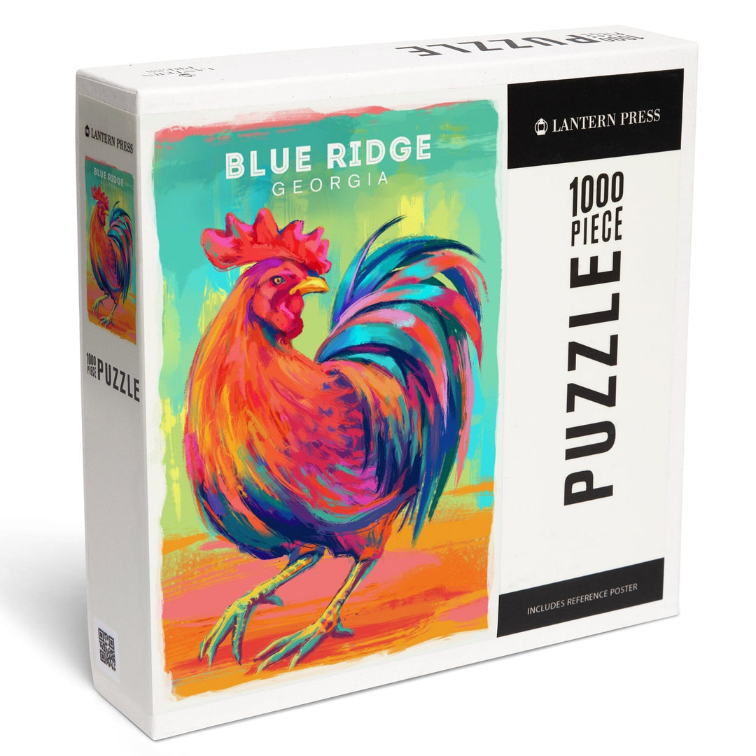 Blue Ridge, Georgia, Rooster, Vivid, Jigsaw Puzzle Puzzle Lantern Press 