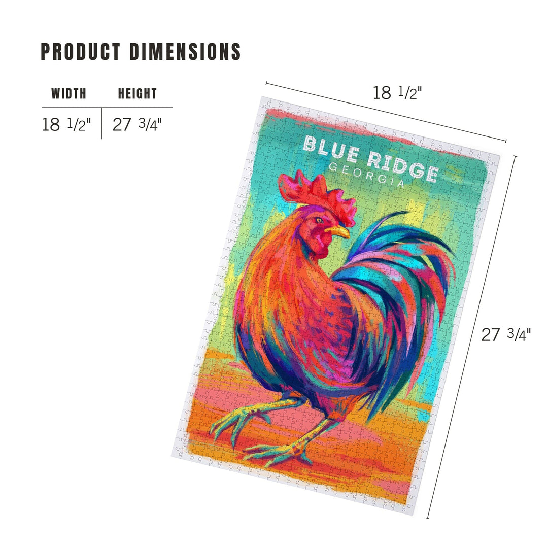 Blue Ridge, Georgia, Rooster, Vivid, Jigsaw Puzzle Puzzle Lantern Press 