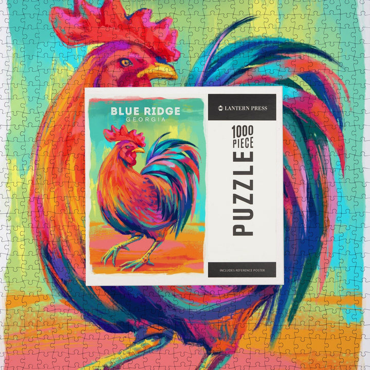 Blue Ridge, Georgia, Rooster, Vivid, Jigsaw Puzzle Puzzle Lantern Press 