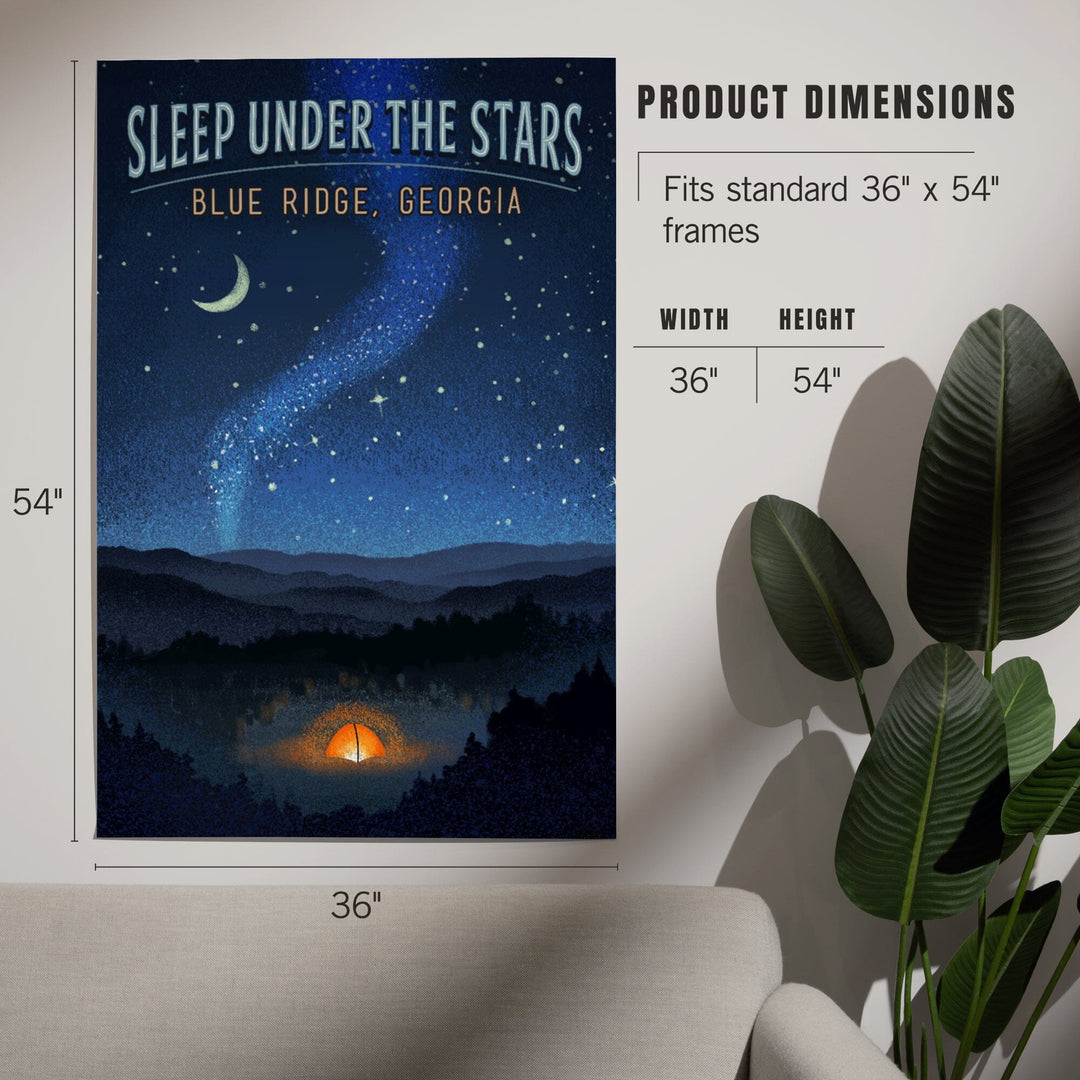 Blue Ridge, Georgia, Sleep Under the Stars, Tent and Night Sky, Art & Giclee Prints Art Lantern Press 