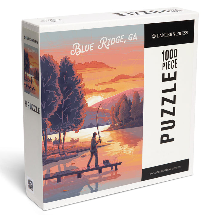 Blue Ridge, Georgia, This is Living, Fishing with Hills, Jigsaw Puzzle Puzzle Lantern Press 