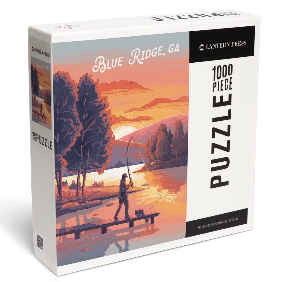 Blue Ridge, Georgia, This is Living, Fishing with Hills, Jigsaw Puzzle Puzzle Lantern Press 