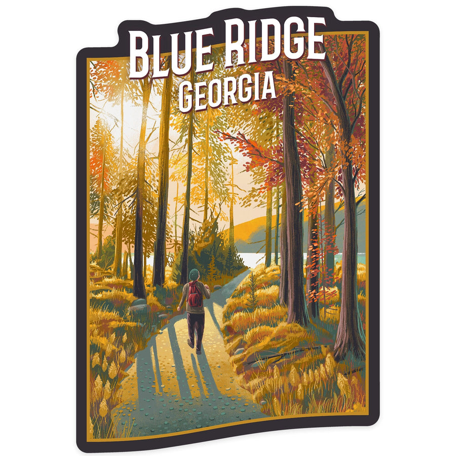 Blue Ridge, Georgia, Walk In The Woods, Day Hike, Contour, Vinyl Sticker Sticker Lantern Press 