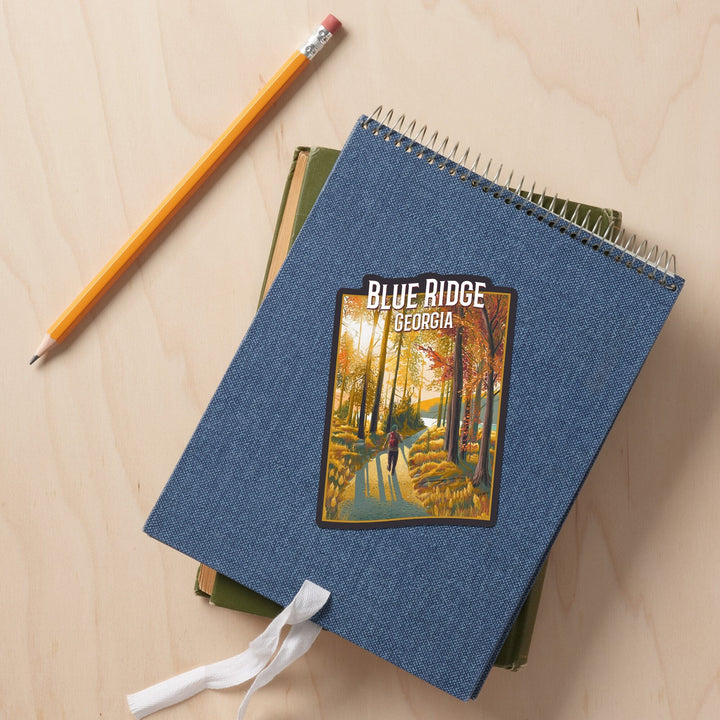 Blue Ridge, Georgia, Walk In The Woods, Day Hike, Contour, Vinyl Sticker Sticker Lantern Press 