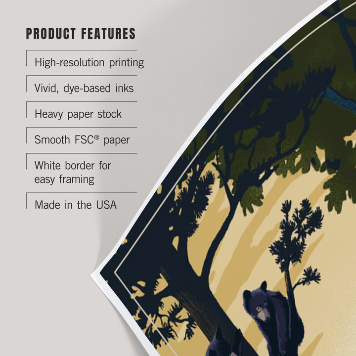 Blue Ridge Mountains, Black Bear at Sunset, Lithograph, Art & Giclee Prints Art Lantern Press 