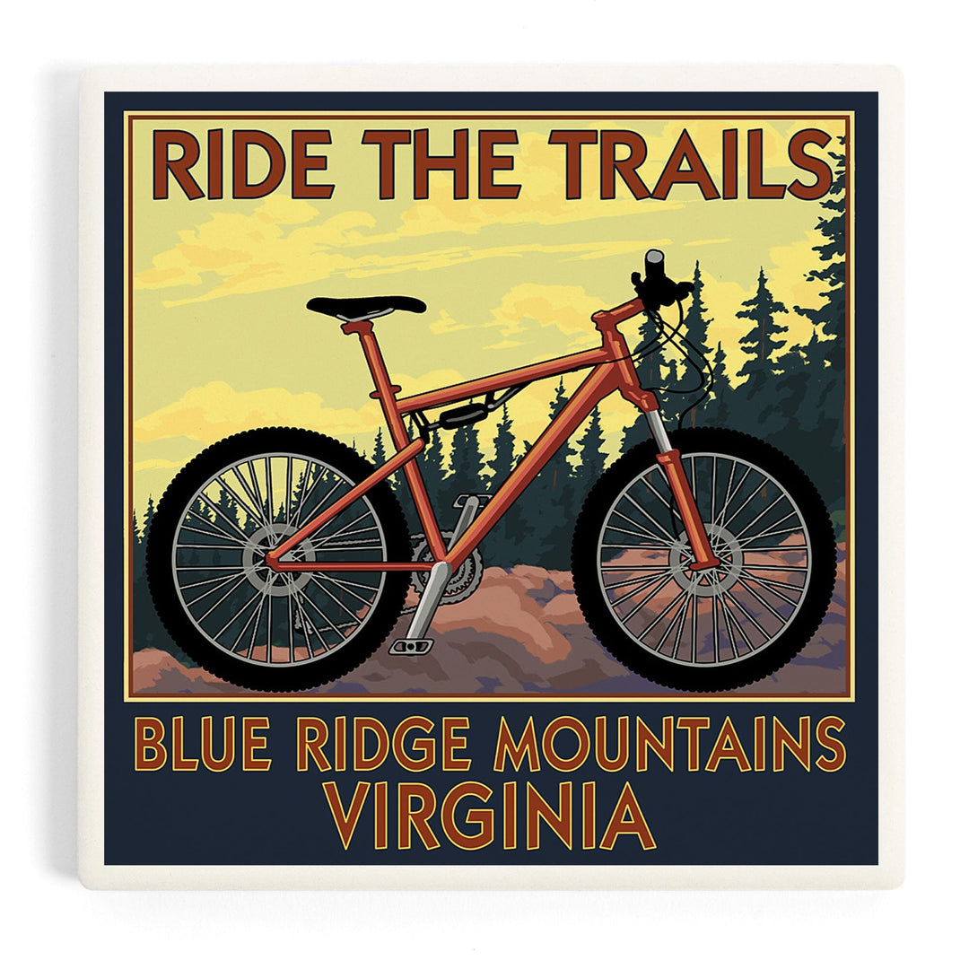 Blue Ridge Mountains, Virginia, Ride the Trails, Coasters Coasters Lantern Press Coaster 