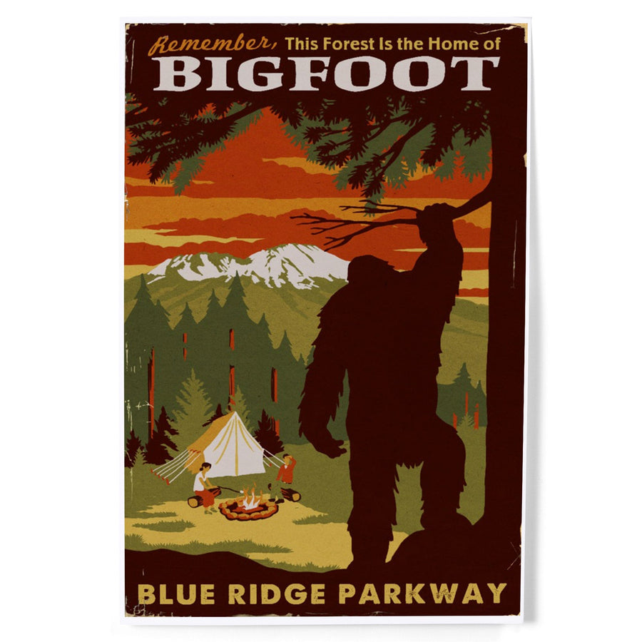 Blue Ridge Parkway, Home of Bigfoot, Art & Giclee Prints Art Lantern Press 