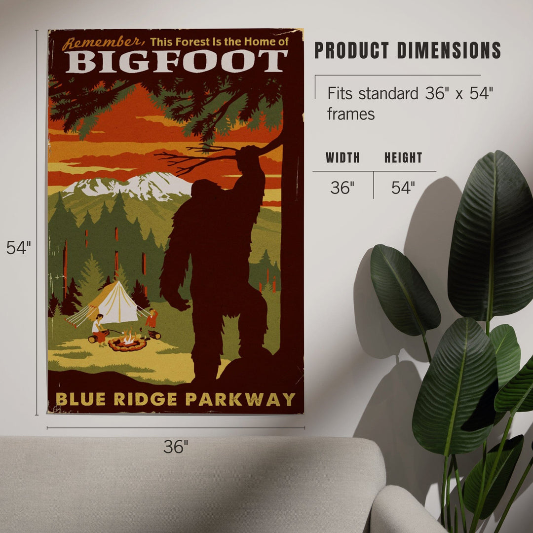 Blue Ridge Parkway, Home of Bigfoot, Art & Giclee Prints Art Lantern Press 