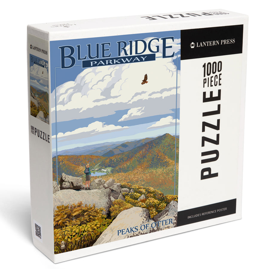 Blue Ridge Parkway, Peaks of Otter in Fall, Jigsaw Puzzle Puzzle Lantern Press 