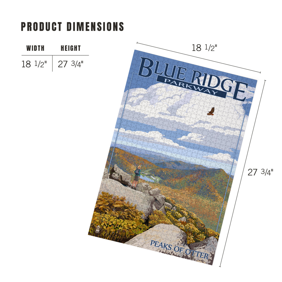 Blue Ridge Parkway, Peaks of Otter in Fall, Jigsaw Puzzle Puzzle Lantern Press 