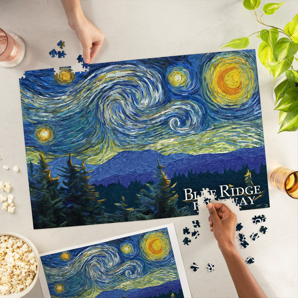 Blue Ridge Parkway, Starry Night, Jigsaw Puzzle Puzzle Lantern Press 