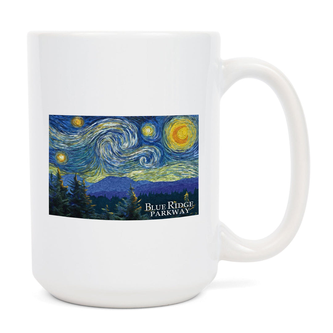 Blue Ridge Parkway, Starry Night, Lantern Press Artwork, Ceramic Mug Mugs Lantern Press 