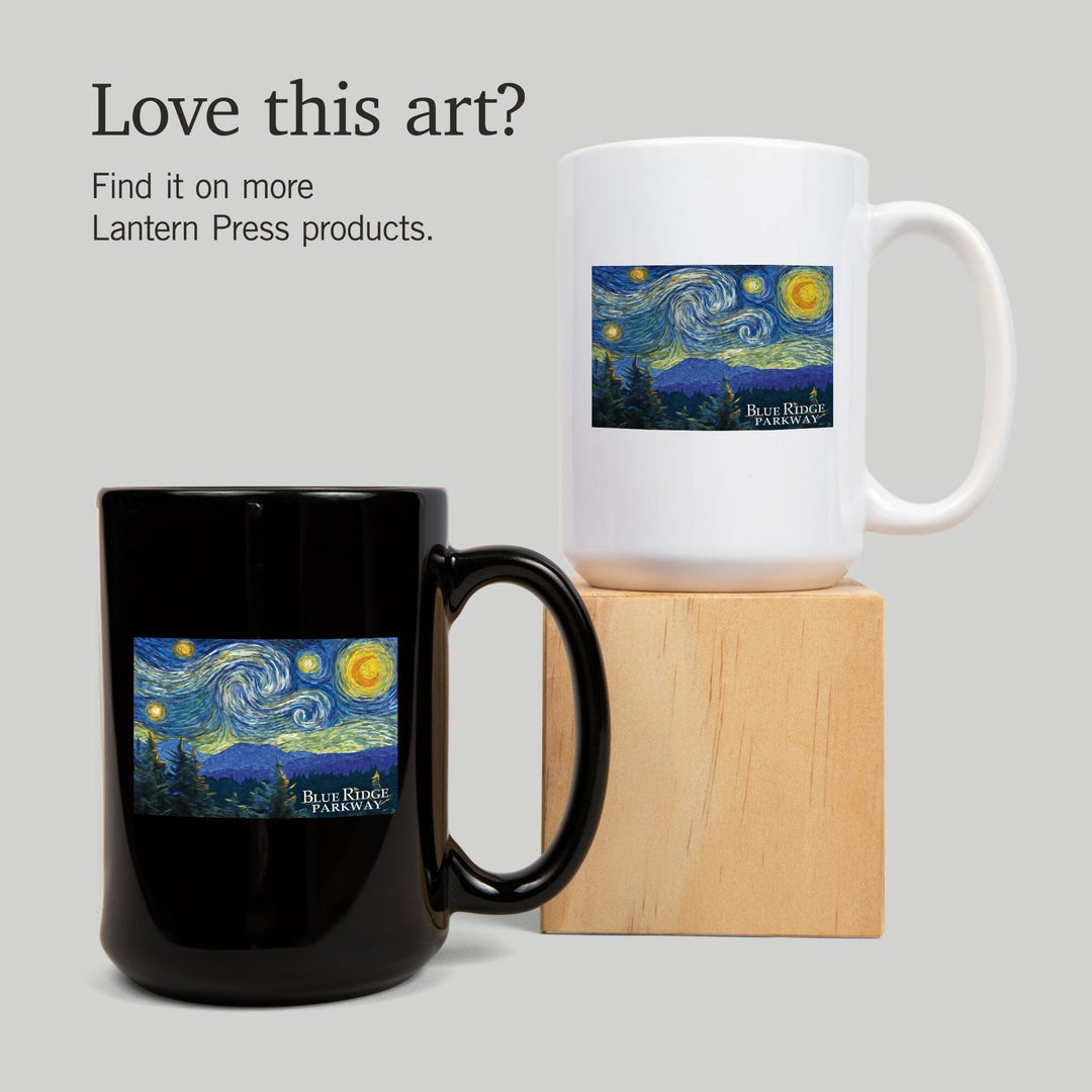 Blue Ridge Parkway, Starry Night, Lantern Press Artwork, Ceramic Mug Mugs Lantern Press 