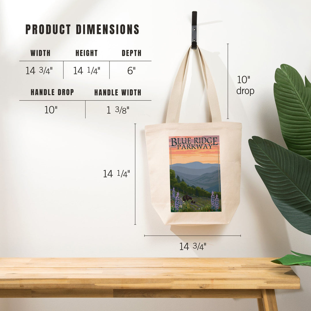 Blue Ridge Parkway, Virginia, Bear Family and Spring Flowers, Tote Bag Totes Lantern Press 