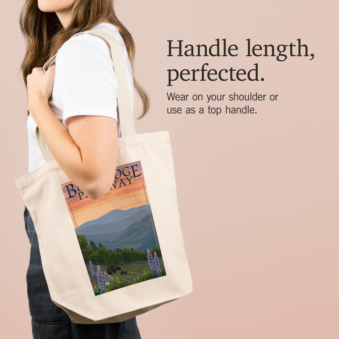 Blue Ridge Parkway, Virginia, Bear Family and Spring Flowers, Tote Bag Totes Lantern Press 