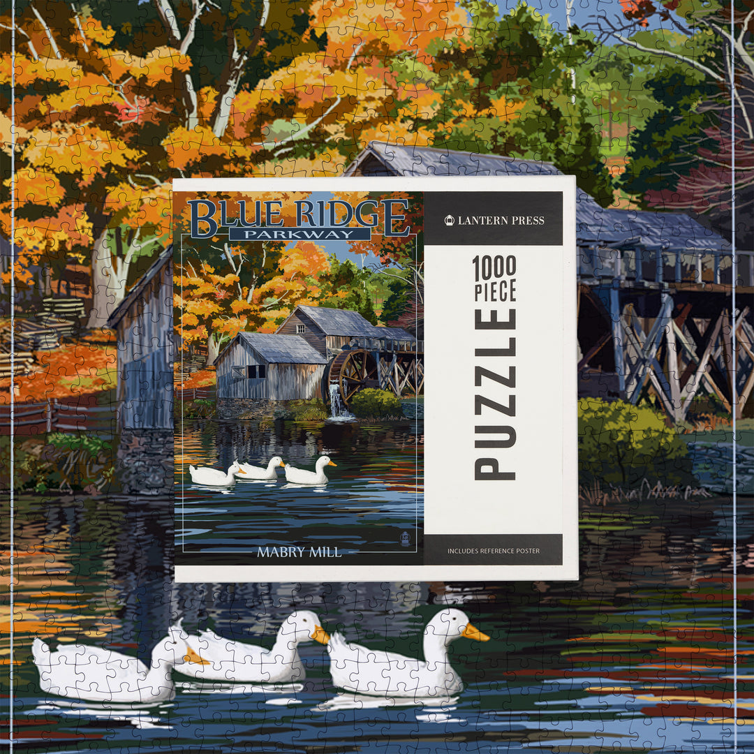 Blue Ridge Parkway, Virginia, Mabry Mill, Jigsaw Puzzle Puzzle Lantern Press 