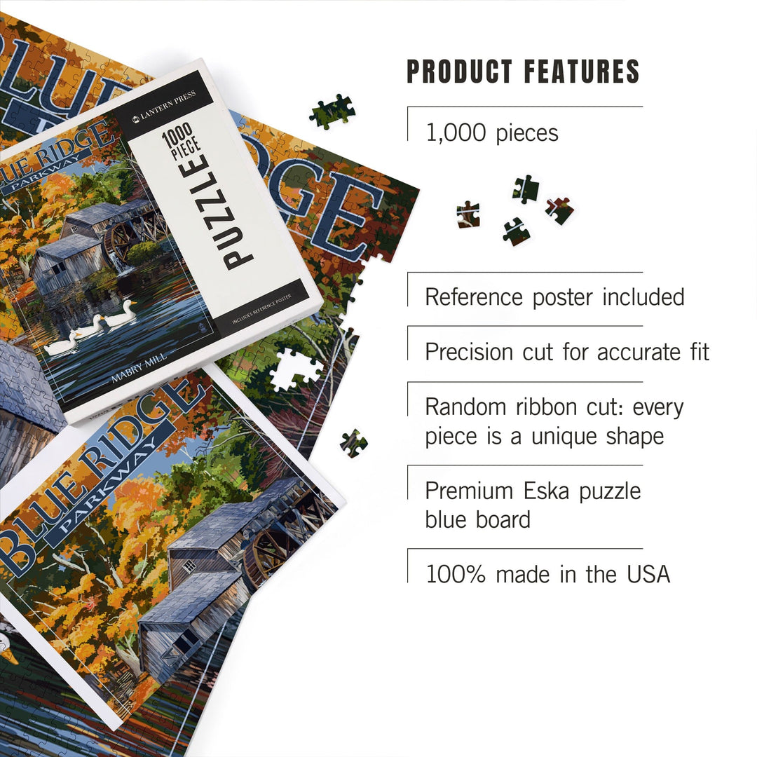 Blue Ridge Parkway, Virginia, Mabry Mill, Jigsaw Puzzle Puzzle Lantern Press 