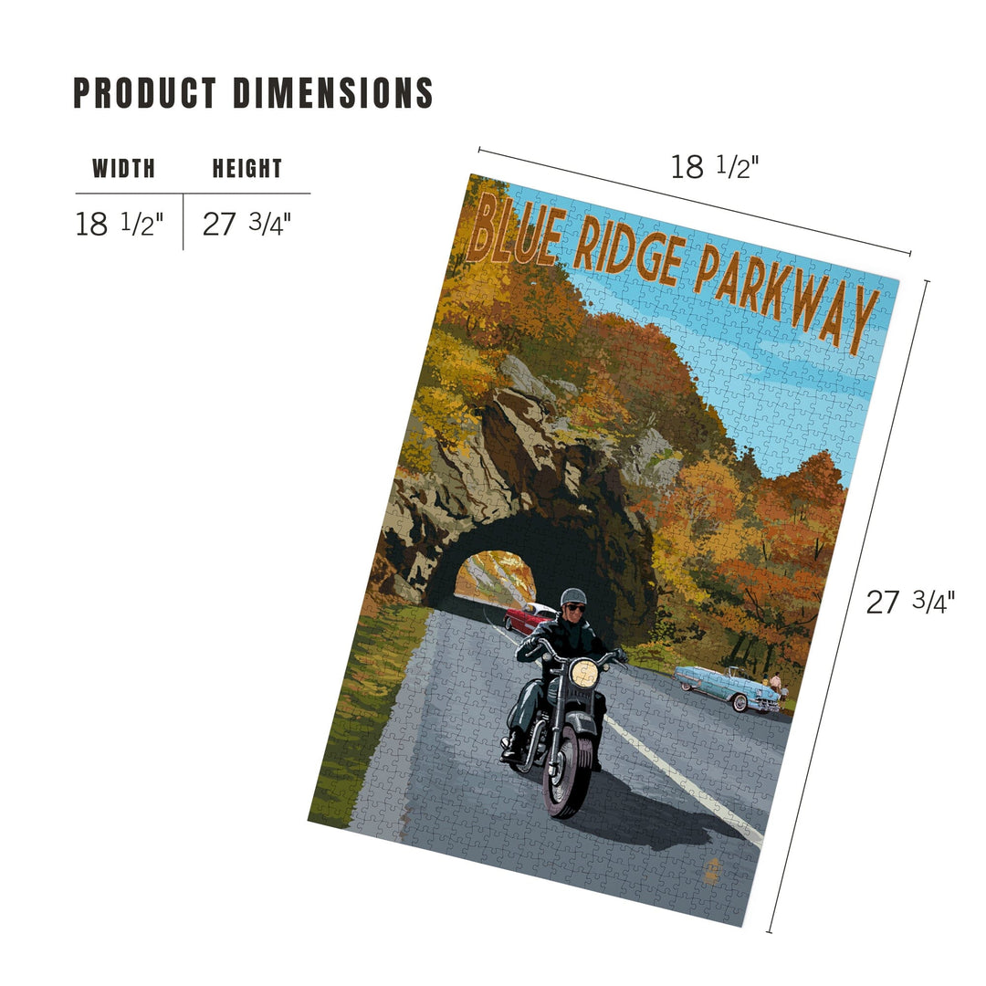Blue Ridge Parkway, Virginia, Motorcycle Scene, Jigsaw Puzzle Puzzle Lantern Press 