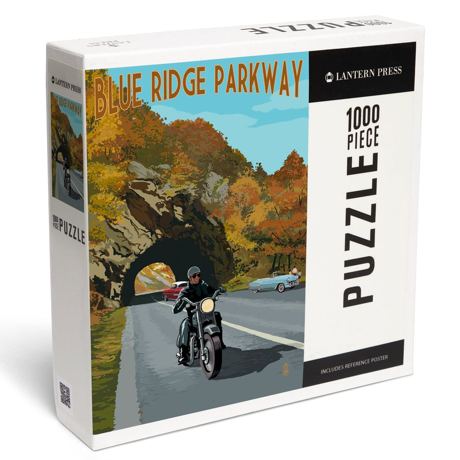 Blue Ridge Parkway, Virginia, Motorcycle Scene, Jigsaw Puzzle Puzzle Lantern Press 