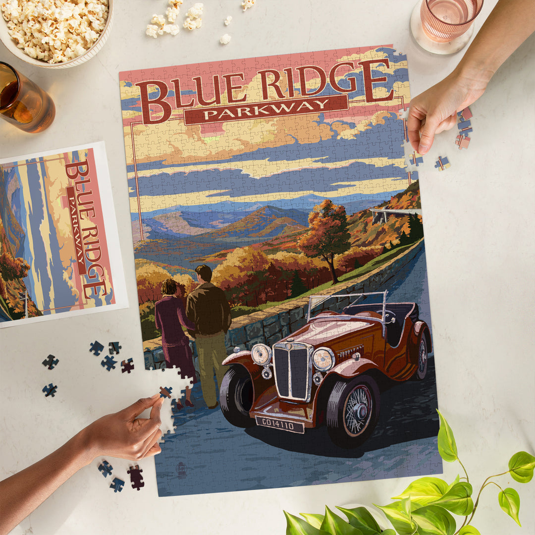 Blue Ridge Parkway, Virginia, Viaduct Scene at Sunset, Jigsaw Puzzle Puzzle Lantern Press 