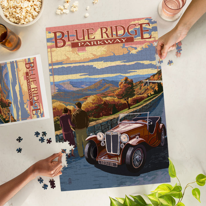 Blue Ridge Parkway, Virginia, Viaduct Scene at Sunset, Jigsaw Puzzle Puzzle Lantern Press 