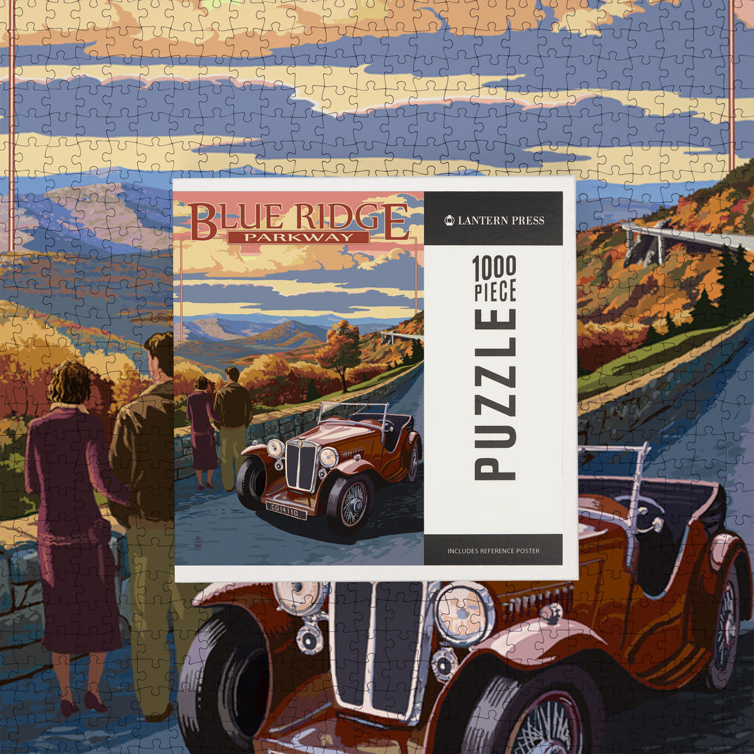 Blue Ridge Parkway, Virginia, Viaduct Scene at Sunset, Jigsaw Puzzle Puzzle Lantern Press 