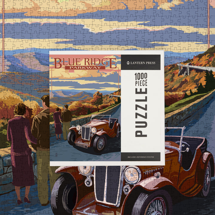 Blue Ridge Parkway, Virginia, Viaduct Scene at Sunset, Jigsaw Puzzle Puzzle Lantern Press 