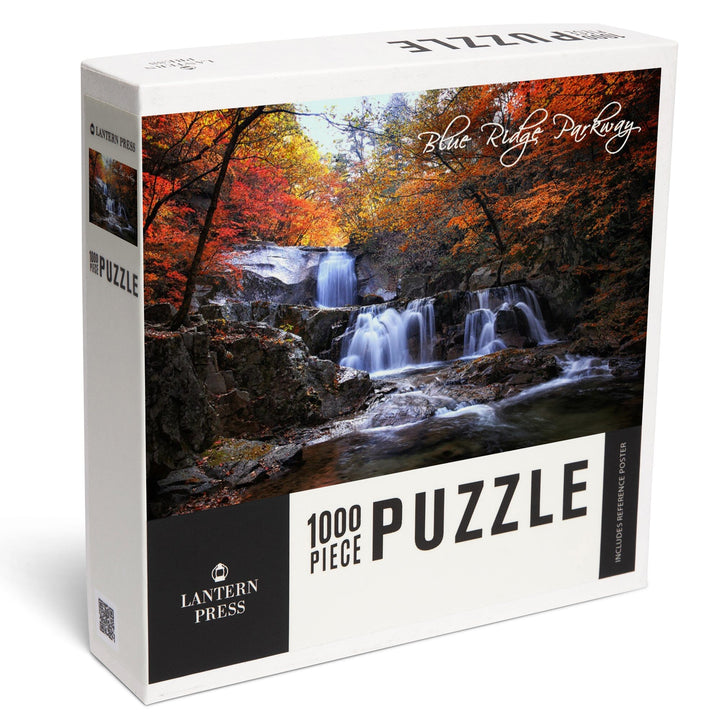 Blue Ridge Parkway, Waterfall and Autumn Colors, Jigsaw Puzzle Puzzle Lantern Press 