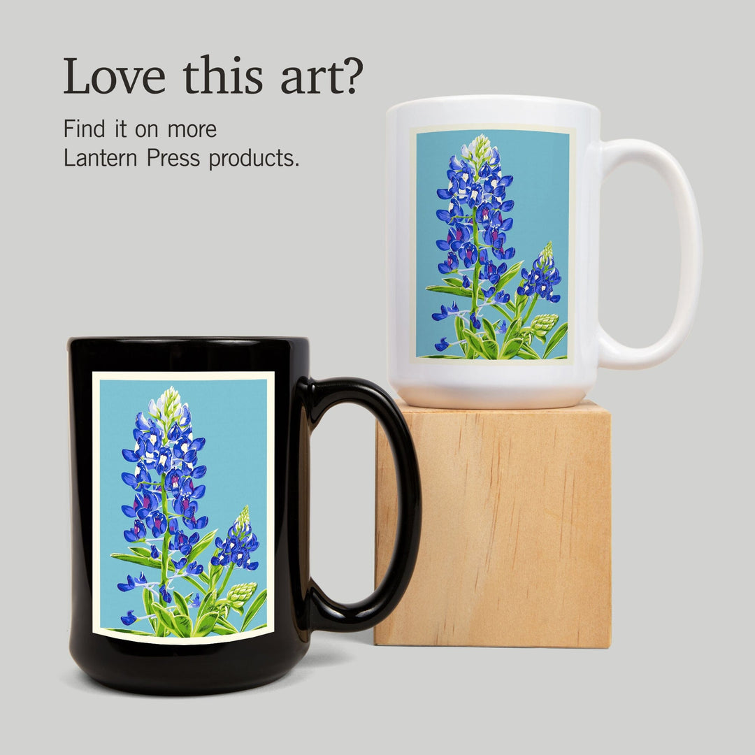 Bluebonnet, Letterpress, Lantern Press Artwork, Ceramic Mug Mugs Lantern Press 
