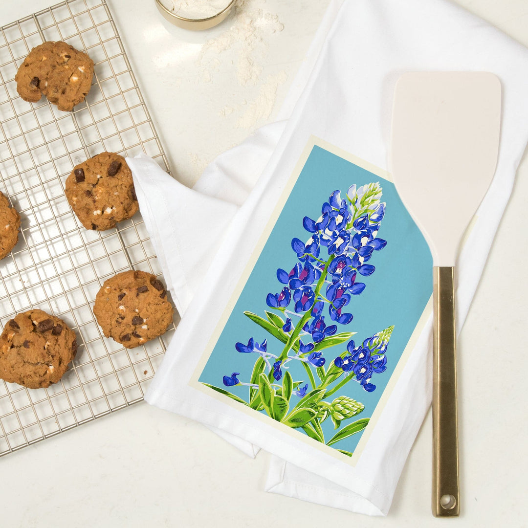 Bluebonnet, Letterpress, Organic Cotton Kitchen Tea Towels Kitchen Lantern Press 