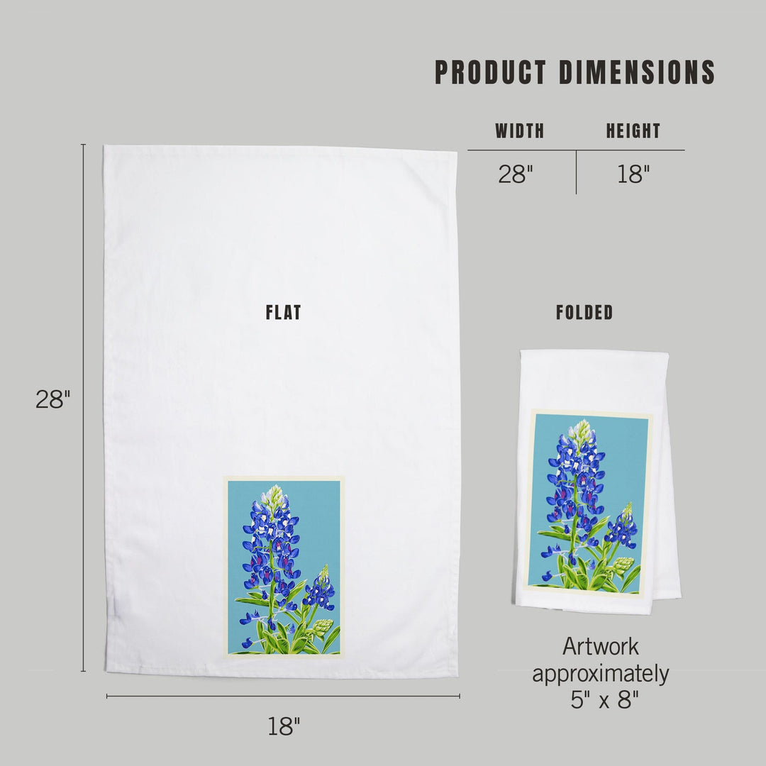 Bluebonnet, Letterpress, Organic Cotton Kitchen Tea Towels Kitchen Lantern Press 